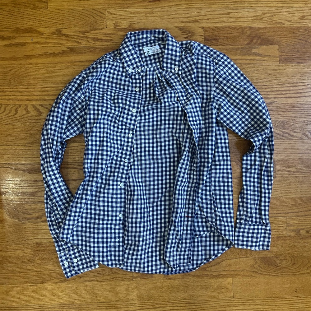 Gustin Blue and White Checkered Casual Button Down Shirt